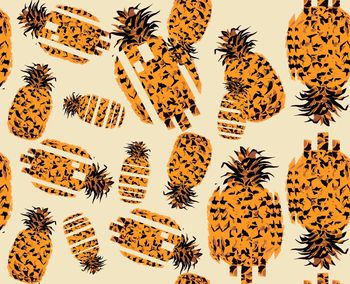 429257-时尚简约手绘菠萝数码印花