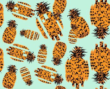 429258-时尚简约手绘菠萝数码印花