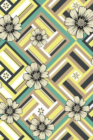 几何方格印花华亿平台图片