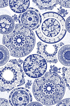 古典圆形纹样印花华亿平台图片