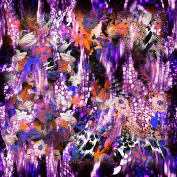 429881-抽象暗调瑕疵花卉纹理化数码印花