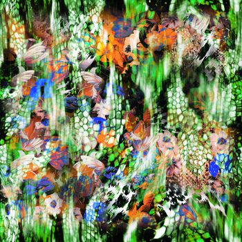 429882-抽象暗调瑕疵花卉纹理化数码印花