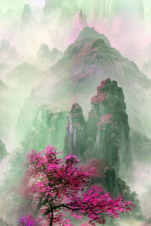 风景 山水 定位华亿平台印花华亿平台图片