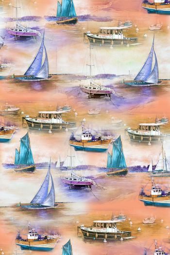 430022-帆船 风景 海洋 水彩画华亿平台