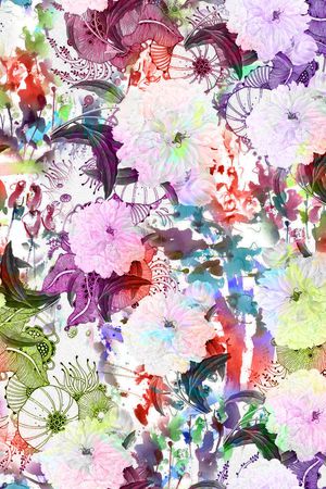 多彩花卉印花华亿平台图片