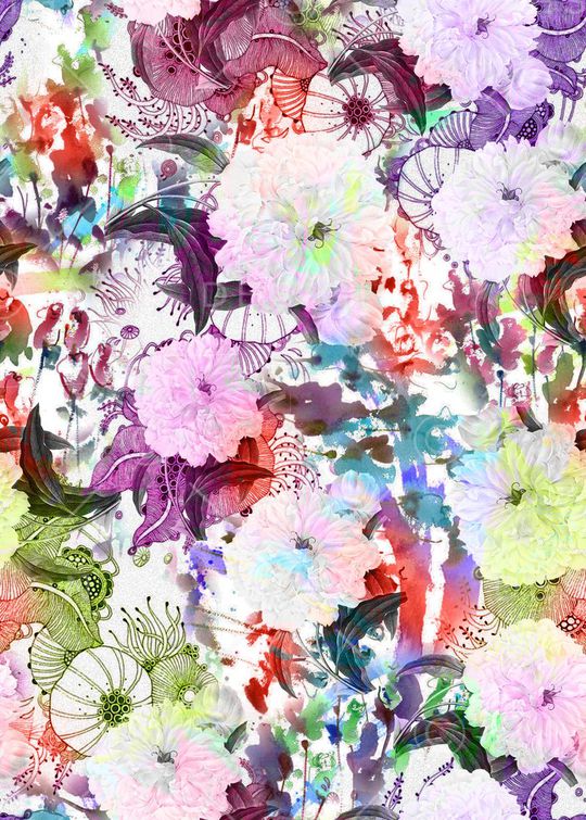 多彩花卉印花华亿平台图片