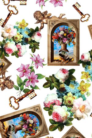 白底时尚印花华亿平台图片