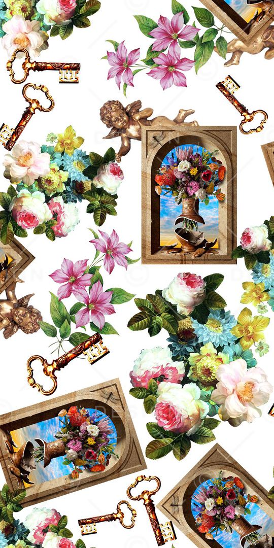 白底时尚印花华亿平台图片