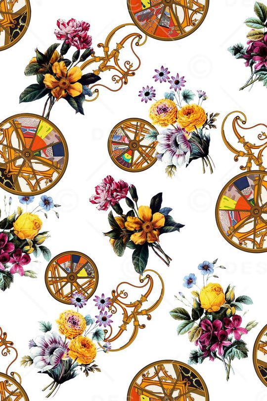 欧式车轮元素印花华亿平台图片