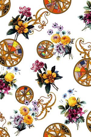 欧式车轮元素印花华亿平台图片