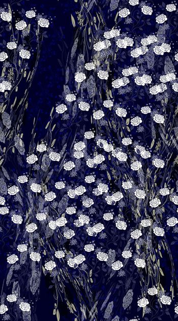 430213-蓝底 白花 青瓷风  时尚  民族