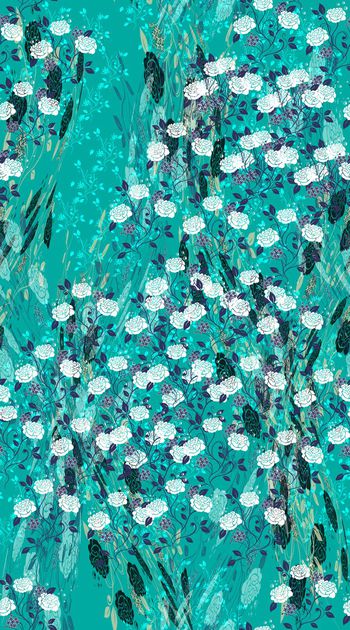 430214-蓝底 白花 青瓷风  时尚  民族