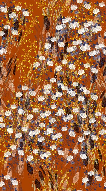 430215-蓝底 白花 青瓷风  时尚  民族