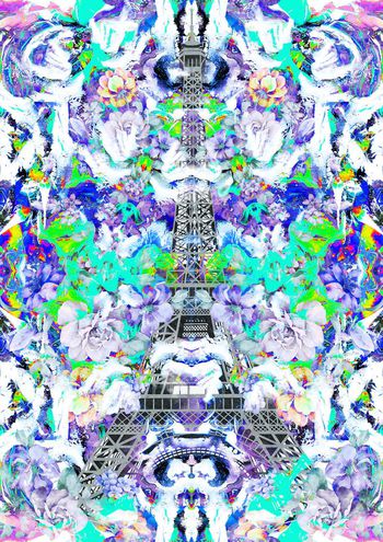 430416-浪漫巴黎印象油画埃菲尔铁塔手绘花卉