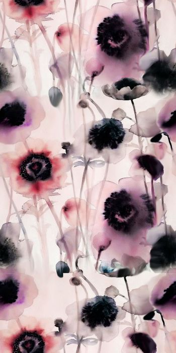 430421-时尚 水彩 花卉   数码 丝绸 