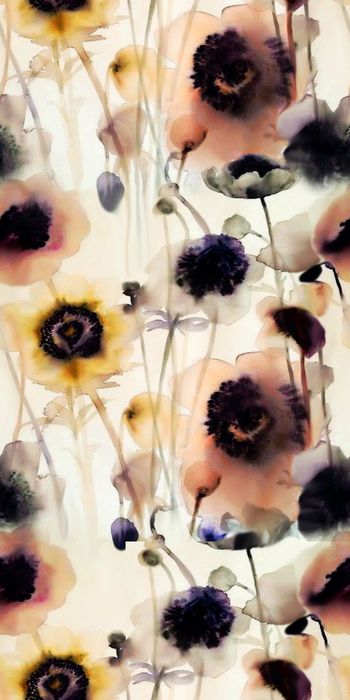 430424-时尚 水彩 花卉   数码 丝绸 