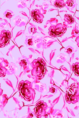 手绘效果花卉印花华亿平台图片