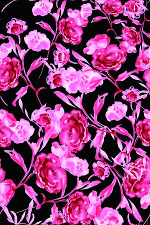 手绘效果花卉印花华亿平台图片