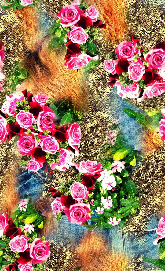 花卉  牛仔 亮片印花华亿平台图片