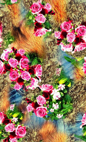 花卉  牛仔 亮片印花华亿平台图片