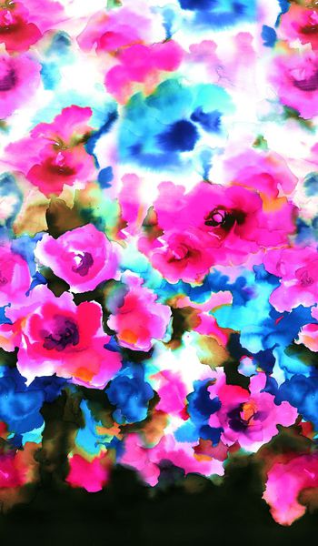 抽象水彩花卉印花华亿平台图片