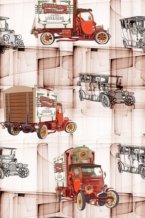 复古 手绘 汽车印花华亿平台图片