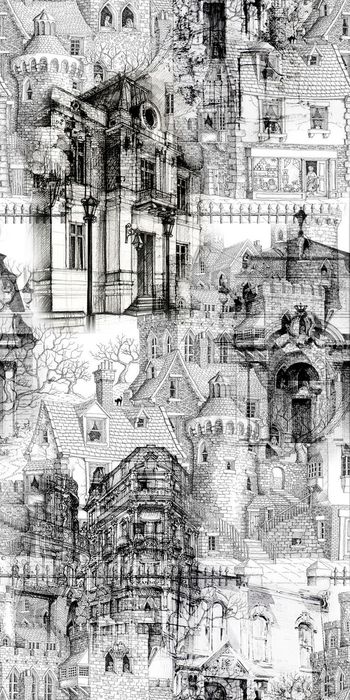 430886-复古 手绘 欧式建筑 数码  花样