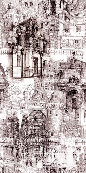 430887-复古 手绘 欧式建筑 数码  花样