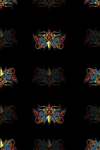 430911-彩色手绘图腾鸟服饰图案