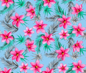 430959-	时尚水彩花卉针叶数码印花2