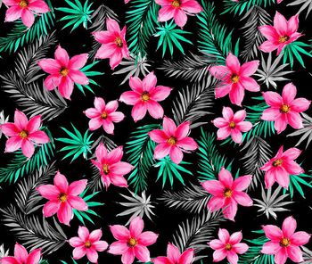 430960-	时尚水彩花卉针叶数码印花2