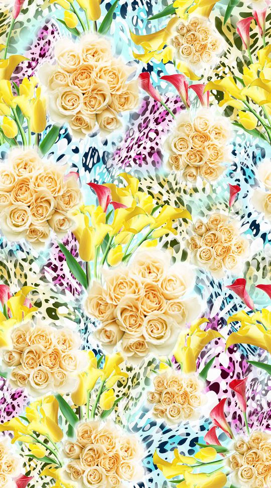 亮丽花卉印花华亿平台图片