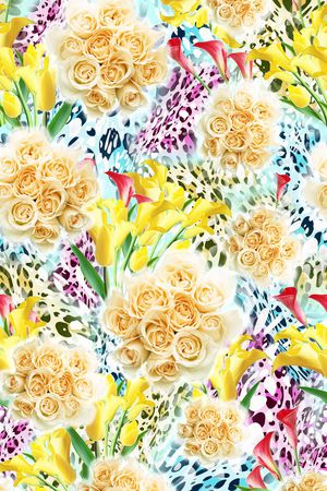 亮丽花卉印花华亿平台图片