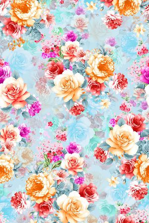 水彩花卉印花华亿平台图片