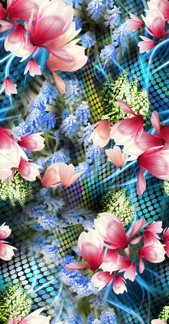 炫彩波点花卉印花华亿平台图片