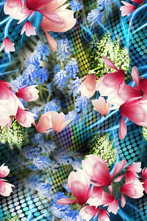 炫彩波点花卉印花华亿平台图片