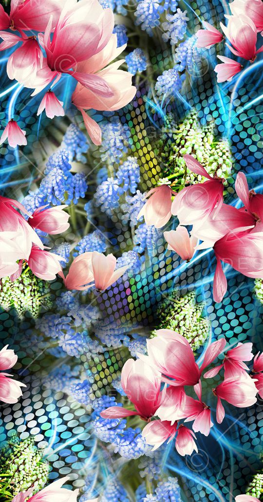 炫彩波点花卉印花华亿平台图片