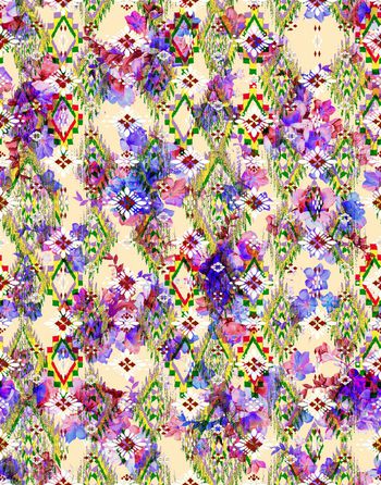 431281-几何清新水彩花卉 钉珠