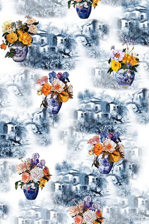 花瓶花卉印花华亿平台图片