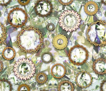 431409-复古手绘水彩时尚人物 欧式花边花纹