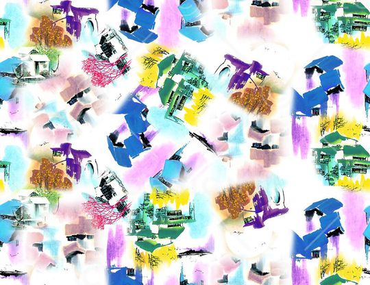 抽象水墨印花华亿平台图片