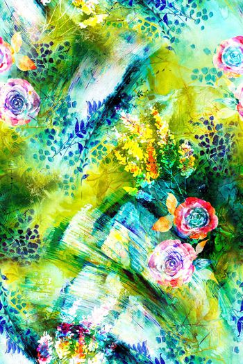 水彩底纹小花印花华亿平台图片