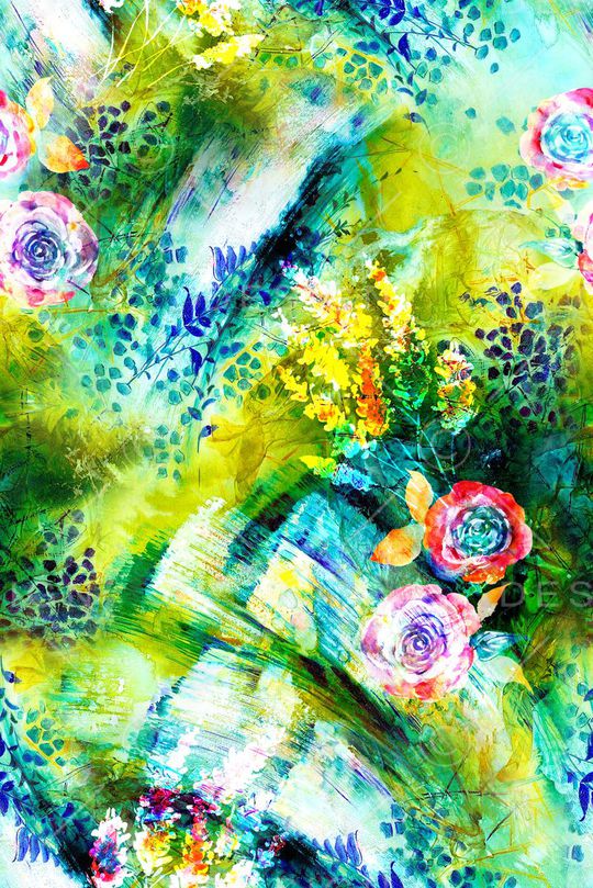 水彩底纹小花印花华亿平台图片