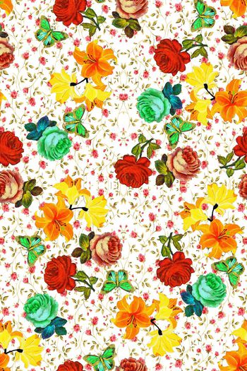 431663-田园风格油画花卉小碎花春夏连衣裙衬