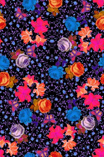 431664-田园风格油画花卉小碎花春夏连衣裙衬