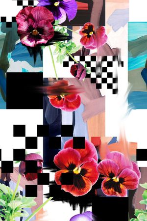 数码大牌抽象几何格子花卉印花华亿平台图片