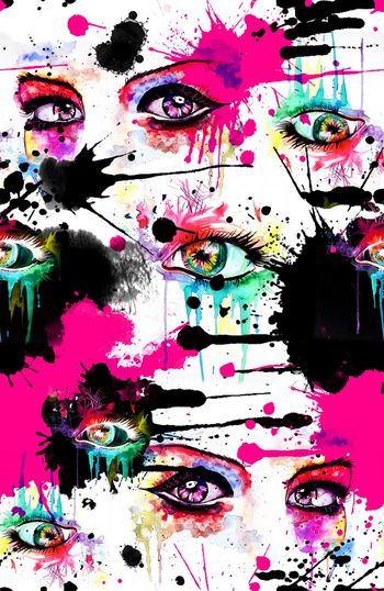 431972-水墨笔触人物眼睛波普风涂鸦男装衬衣