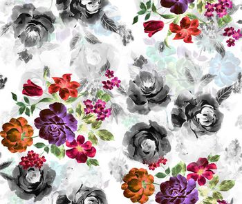 432068-时尚个性瑕疵水墨水彩花卉组合印花