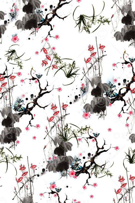 蝴蝶印花华亿平台图片