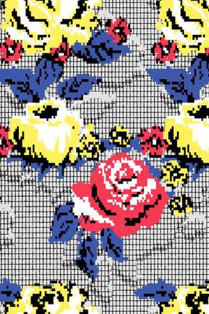 马赛克 花卉 几何 针织纹 方格印花华亿平台图片